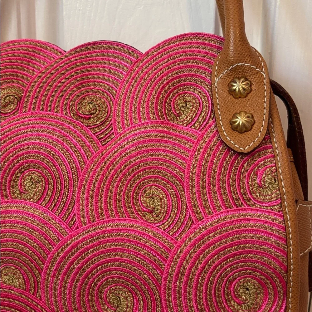 ERIC JAVITS limited edition Lil Circles Tan Pink leather bag